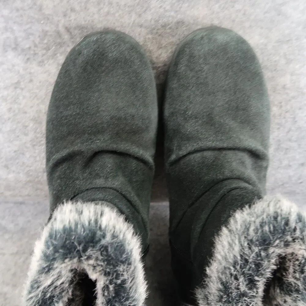 Khombu Shoes Womens 8 Bootie Winter Leather Faux Fur All Weather Lindsey Buckle